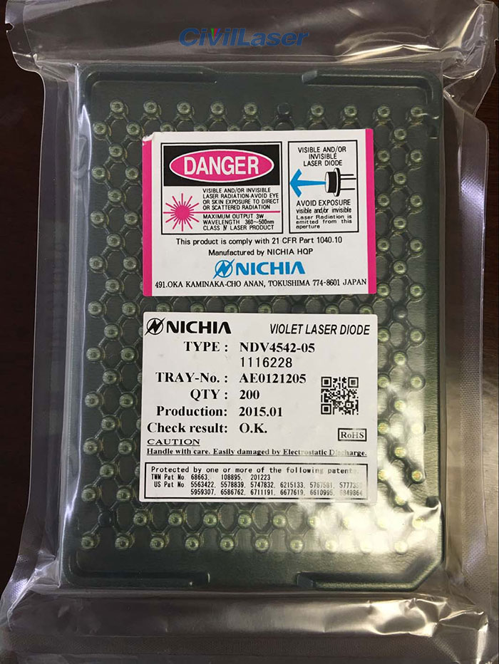  405nm 200mW Nichia 強力な 青紫レーザーダイオード LD NDV4542/3.8